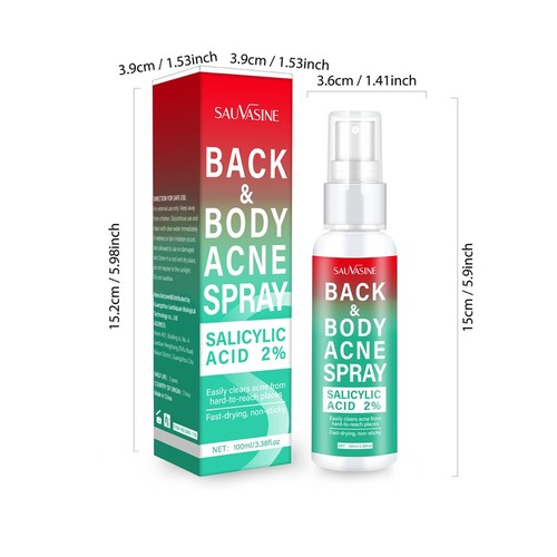 Body Acne Spray Back Acne Treatment 100ml 2% Salicylic Acid Clear Spots - Picture 3 of 12