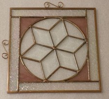 Pink/Clear Beveled Stained Glass Geometric Star Suncatcher Wall Hanging Decor