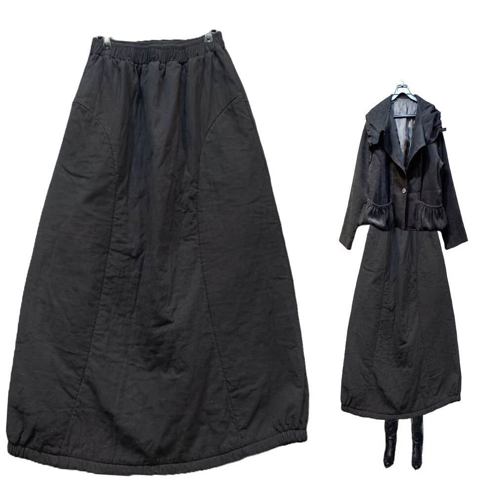 Mafuku quilted padded cotton banding long skirt ab6930 2XL