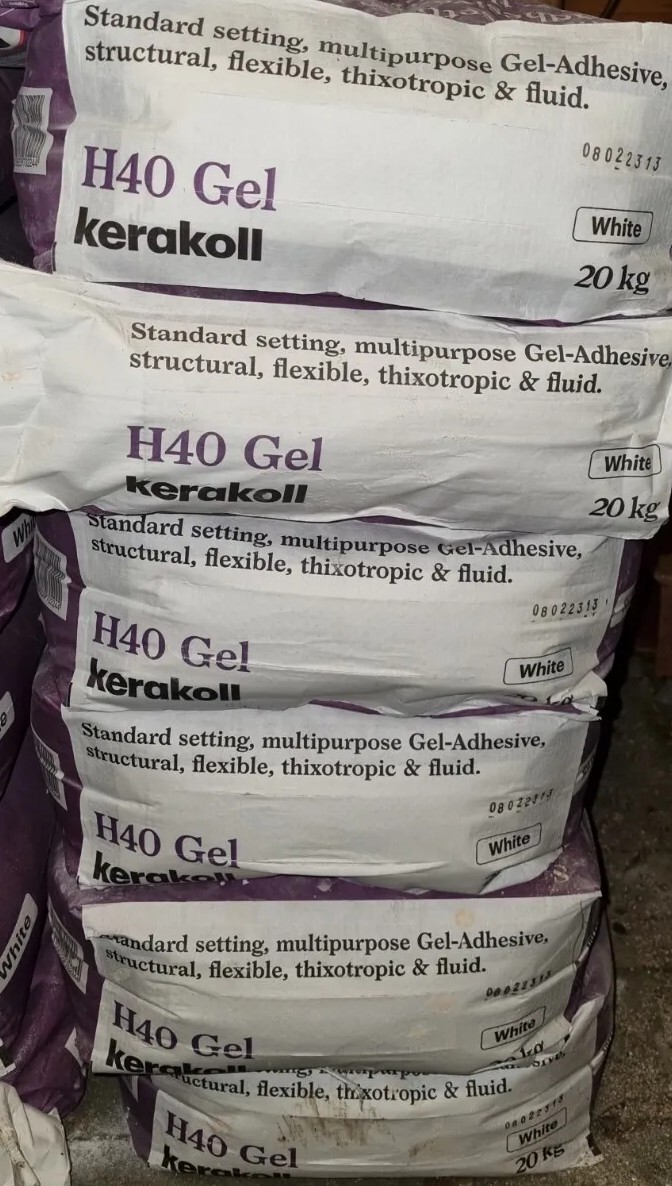 Kerakoll White H40 GelAdhesive 20kg White x 13 bags leftover from