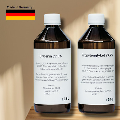 Glycerin 0,5 Liter und Propylenglykol 0,5 Liter PG/VG 99,9% Base Lebensmittel