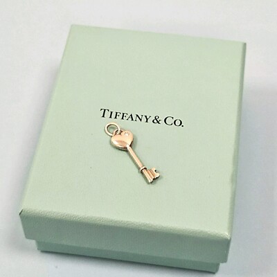 Tiffany & Co Mini Silber Herz Schlüssel kleiner Diamant Anhänger Charm für Halskette #2