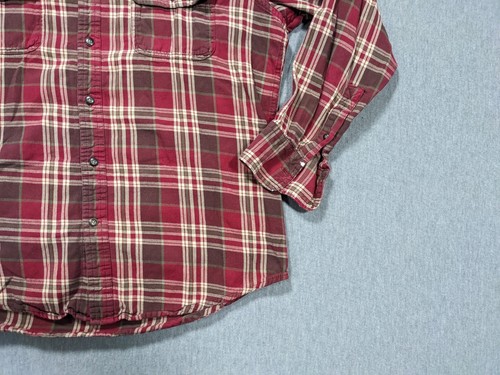 Timberland Shirt Men Medium Flannel Red Madras Plaid Long Sleeve Button - Bild 2 von 8