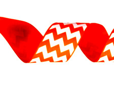 Bold Orange White Chevron 1.5" by 2 yd Wired Ribbon Poplin-like Crisp Halloween