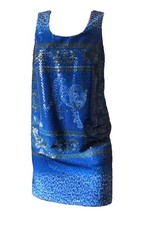 VERSACE Blue Sequin Tiger Mini Dress Size M US6 IT42