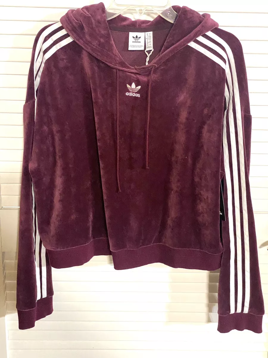 Adidas velvet cropped hoodie sweatshirt store