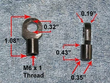 RV Marine Gas Spring Strut Metal Blade Loop End Fitting 8mm Hole x M6 Thread