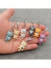 Keyring - 7pcs Cat Keychains with Lobster Clasp - Cute Cartoon Gifts