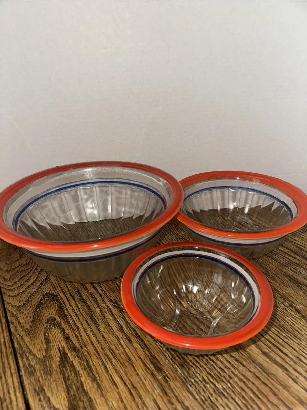 Vintage Hazel Atlas RED Rimmed Rolled Edge Nesting Mixing Bowl, Set of 3