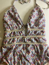 Antonio Melani Womens Florals 1 Piece Swimsuit Size 6 Lace Type Cutouts G4 