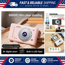 4K Digital Camera 50MP CCD 2.4" IPS Autofocus Vlogging Camcorder 8X Zoom