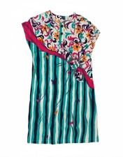 VINTAGE Womens Shift Dress UK 14 Medium Multicoloured Floral Cotton AG06