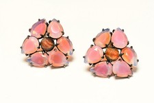 Orecchini Vintage Elsa Schiaparelli Rosa Cristallo Anguria Grande Fiore