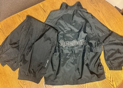 Vintage Y2K Reebok Men s 2-Piece Tracksuit Black/White Jacket + Pants Mens M