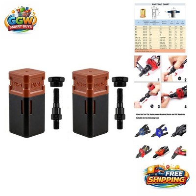 2PCS  Carbon Steel Riveting Nut Tool Mandrel Set - Durable Replacement