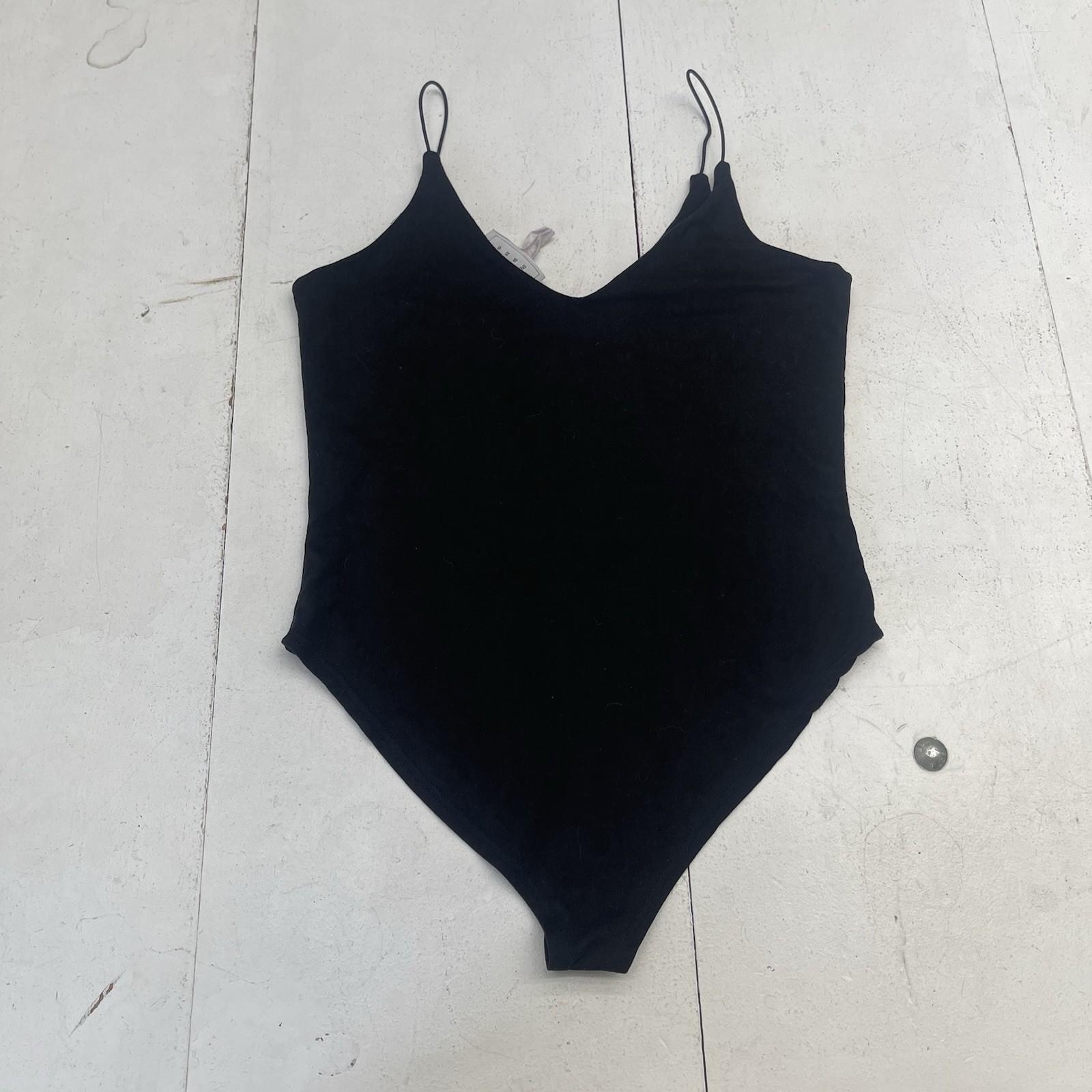 Gaze Solid Black Stretch Spaghetti Strap V Neck B… - image 6