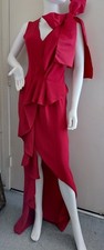 Carolina Herrera Red Ruffles Cascade large bow long gown US 4 
