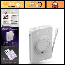 10000mAh Wireless Power Bank, Fast Charging Portable Charger, Slim Design, White