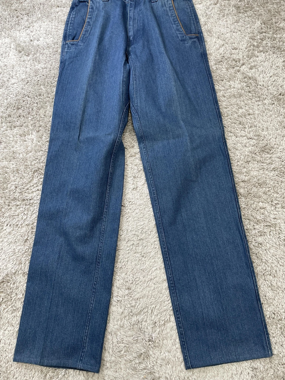 Orvis Pants Mens 32 Blue Denim Chino Zip Fly Welt Pockets Death Valley Dn - product detail image 2