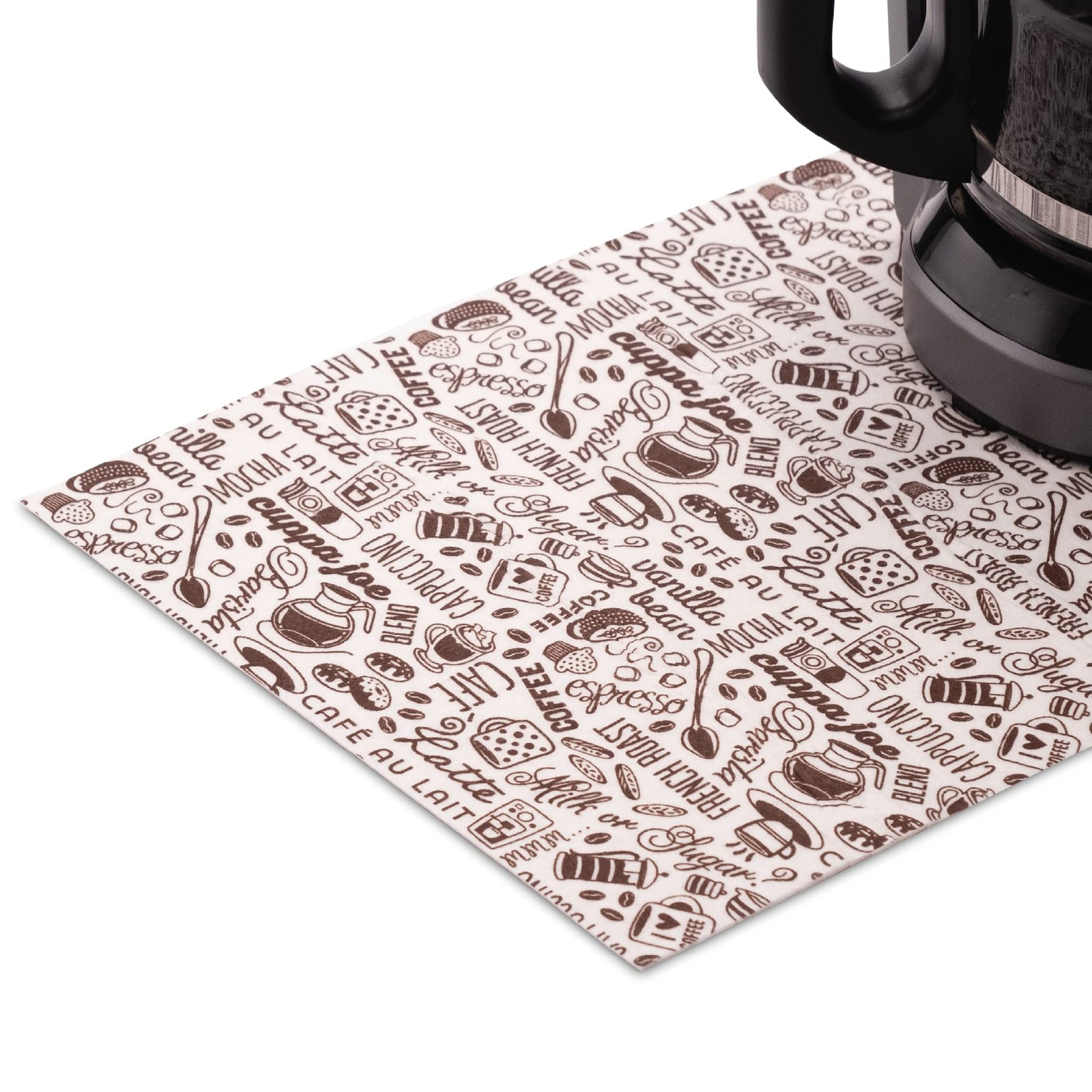 S&T INC. Coffee Mat, Absorbent Bar Mat for 12'x18', White with Brown 