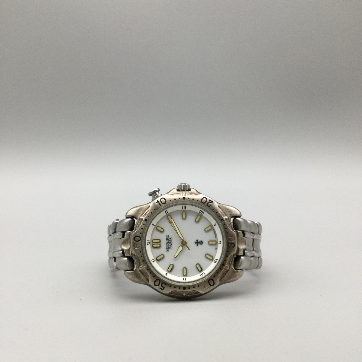 Seiko Alba Sefaire Paris Mens Watch 37mm Silver Tone V671-6010 New Battery 6.5\