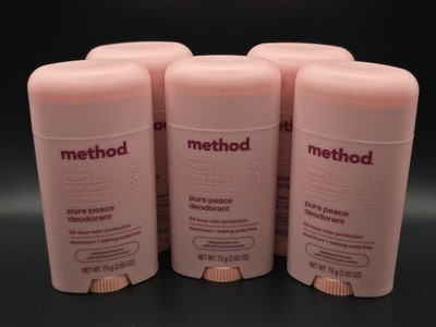 5 Pack Method Peony Rose Water Jasmine Aluminum Free Deodorant 2.65oz