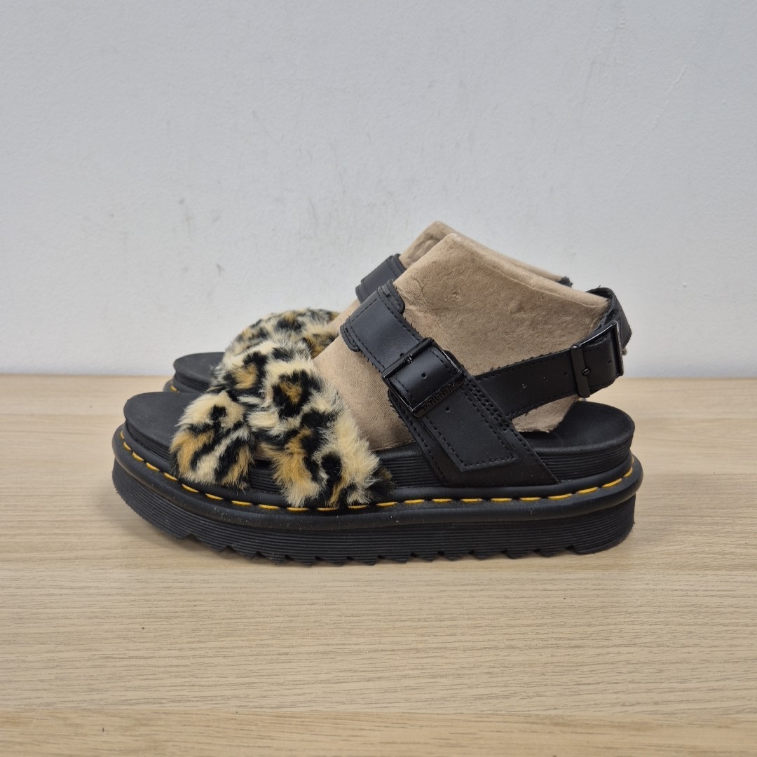 Dr Martens Voss II Fluffy Faux Fur Leopard Strap Chunky Platform