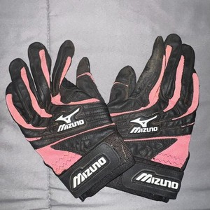 Mizuno Black & Pink Baseball Softball Batting Gloves