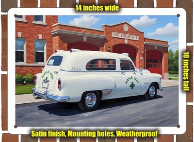 Metal Sign - 1954 Chevrolet Ambulance Oil Painting - 14x10
