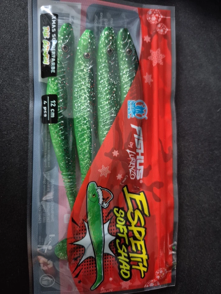 Fishus Espetit Soft Shad 12cm The Grinch 4 Stück Softbait Hecht und Barsch #21