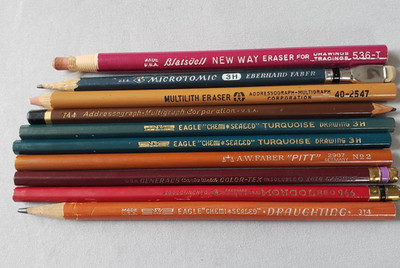 Vintage Drafting Pencil & Eraser Lot - Eagle Eberhard AW Faber Blaisdell & More