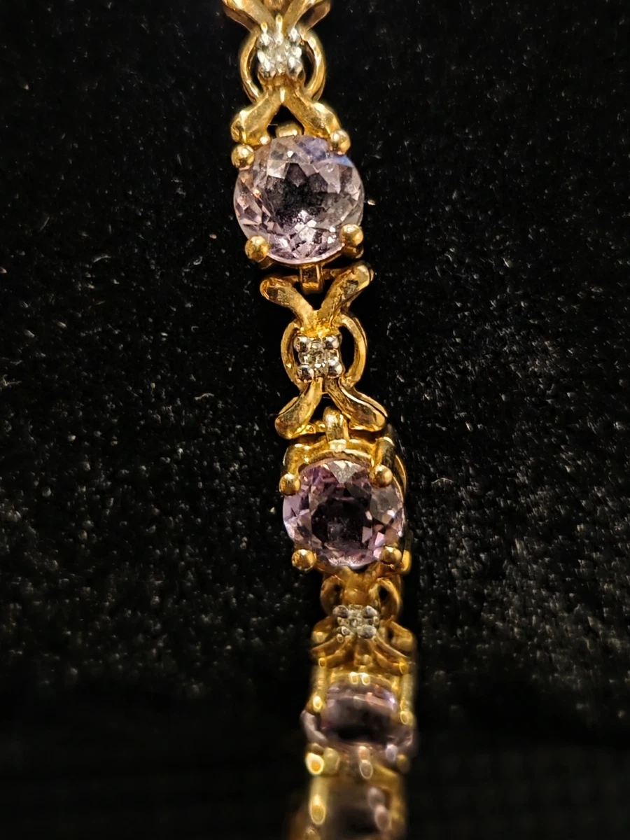 Armband 9 kt Gelbgold 375 Amethyst und Diamant Top Weihnachten