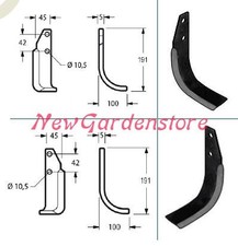 Kit zappe ricambi originali GOLDONI cassone fresa motocoltivatore 22M 00070922