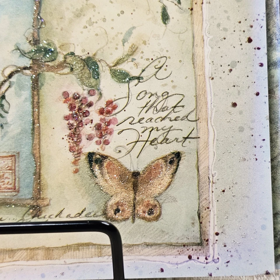 Anniversary Greeting Card Birds French Cottage Butterflies Glitter Leanin Tree - Image 3 of 4