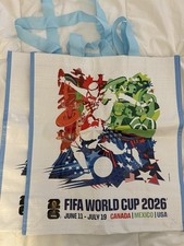 FIFA World Cup 2026 Reusable Plastic Tote Bag Graphic Print White/Blue