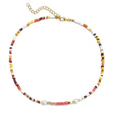 Bohemian Colorful Bead Necklace Freshwater Bead Pearl Choker Colourful1