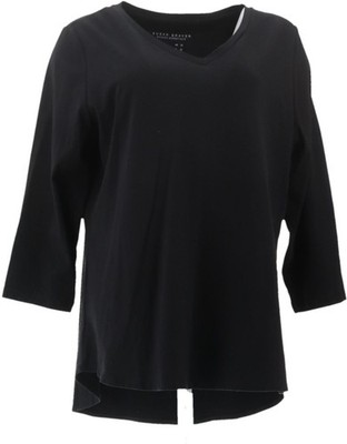Susan Graver Modern Essentials Cotton Modal 3/4-Sleeve Top Black 1X NWOT (1105)