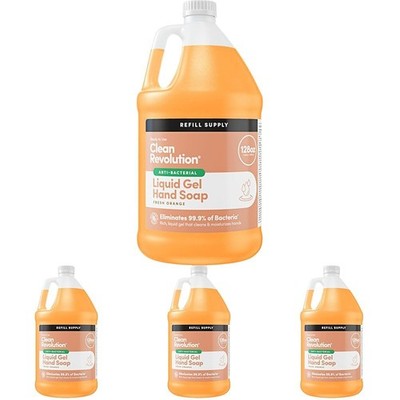 Clean Revolution Antibacterial Gel Hand Soap Refill, 128 Fl Oz (Pack of 4) 
