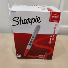 Sharpie Permanent Markers, Fine Tip, Red, 36 Count - Marks on Paper, Plastic,...