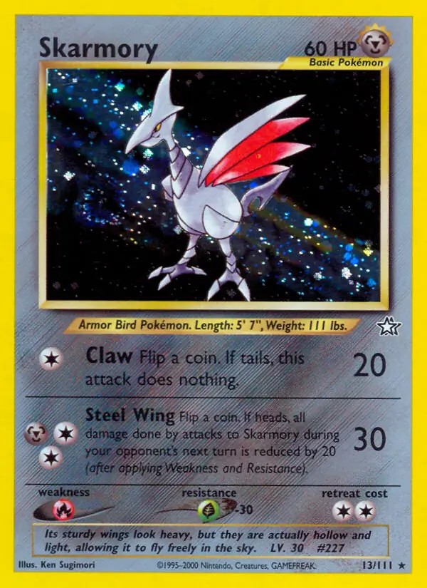 Skarmory - 13/111 - Pokemon Neo Genesis Unlimited Holo Rare Card WOTC NM