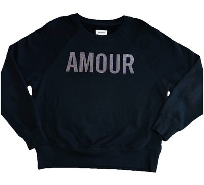 Zadig & Voltaire Amour Studded Silver Upper Strass Preppy Black Sweatshirt SZ M