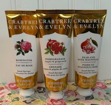 3 CRABTREE  EVELYN HAND THERAPY CREAM ROSEWATER Pear Pink Magnolia POMEGRANATE