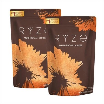 2-Pack Organic RYSE Mushroom Coffee   30 Servings Per Pack   Free Shipping