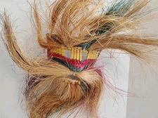 Vintage Indigenous Mexican Popote Handwoven Straw Mask Folk Art Wall Hanging B