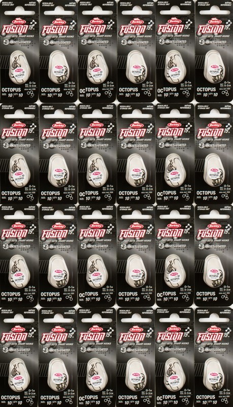 (LOT OF 24) BERKLEY FUSION19 OCTOPUS HOOK FSN19OCT10 SIZE 10 SMKE SATIN #1405799
