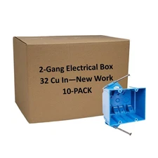 10-Pack 2-Gang New Work Electrical Outlet/Switch Box 32 Cu In ETL Double Gang