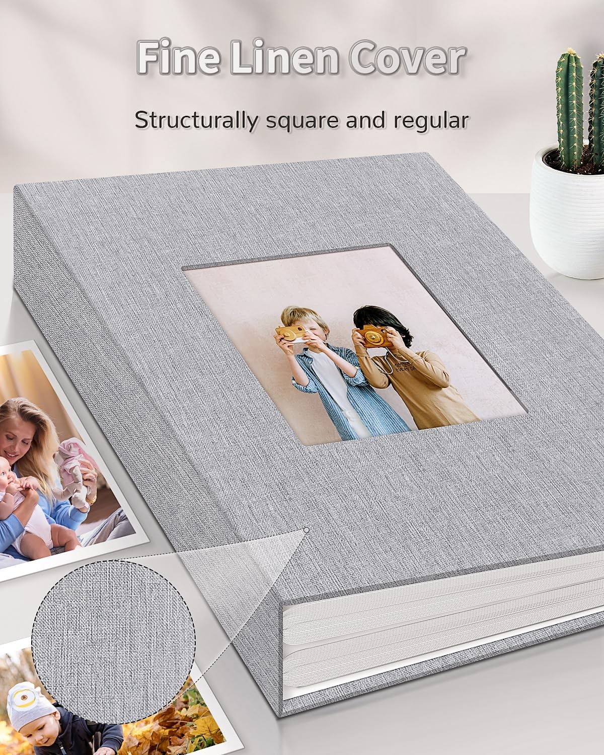 Photo Album 4x6 with 300 Pockets,Slip-in Picture Albums,Linen Cover Memory Bo...