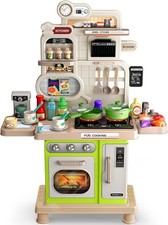 Kids Play Kitchen Set, Toddler Kitchen Playset with Sound  Light, Cooking Stove