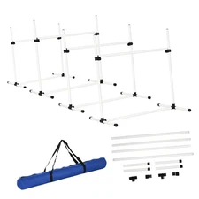 Adjustable Dog Agility Training Kit Pet Exercise Obstacle Course Set with Carry