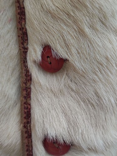Antique Handmade Cowhide Leather Childs Vest With Calf Hair Front & Pockets - Picture 8 of 9